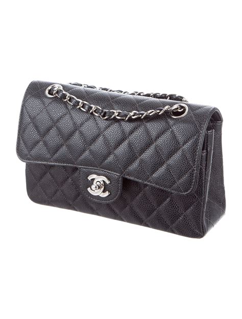 chanel caviar-leather quilted double-flap|Chanel small classic flap caviar.